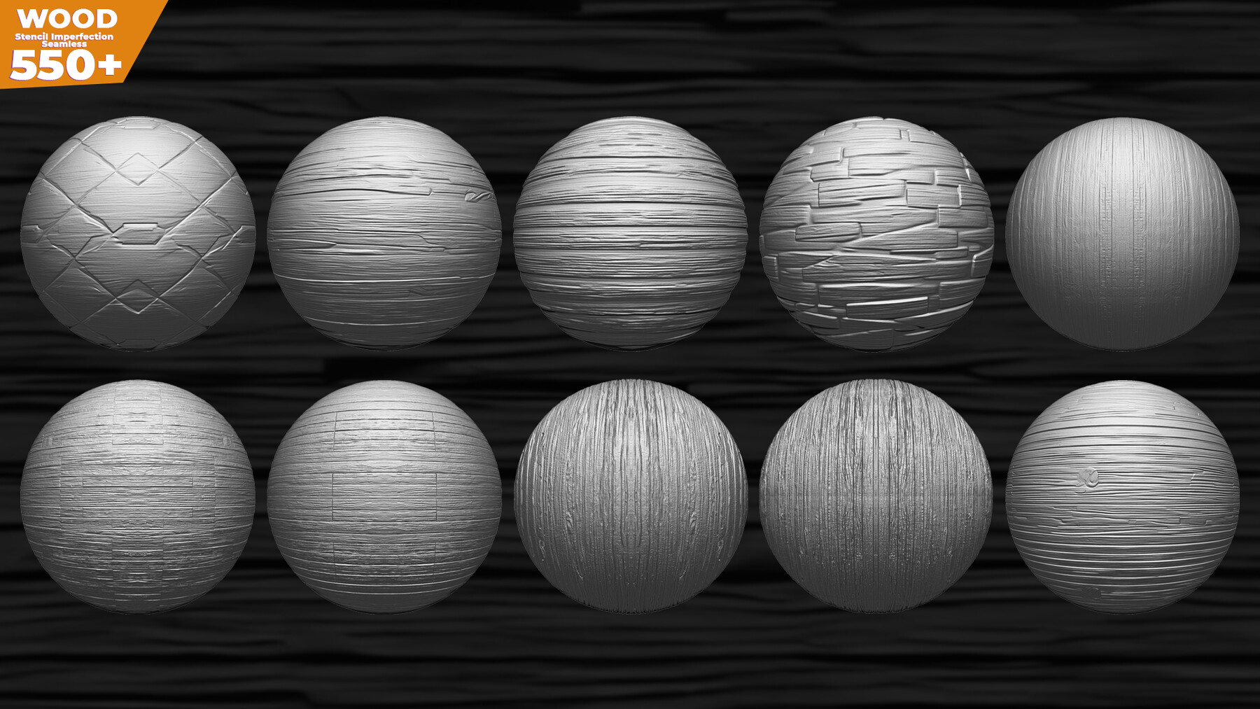 550+ Wood Stencil Imperfection Seamless (Displacement map) vol.3