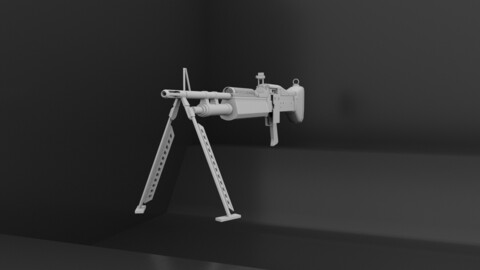 3D machine gun for texturing, props modeling