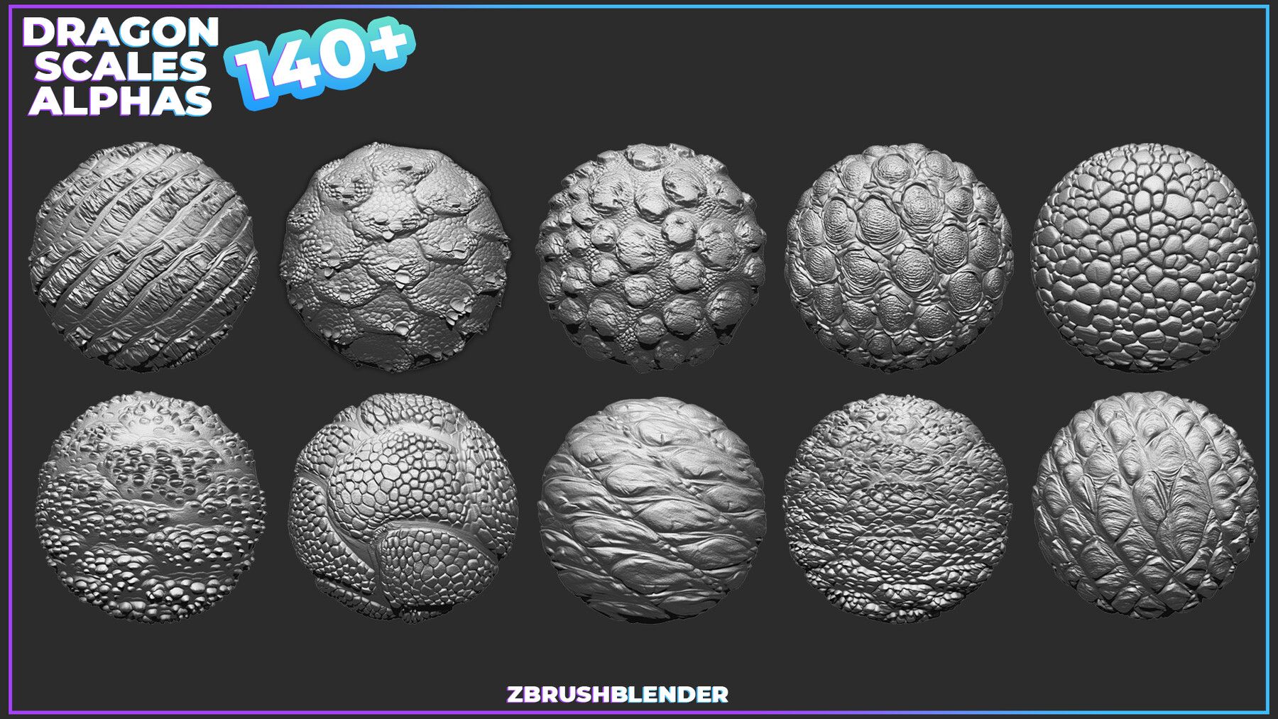 ArtStation - 140+ Dragon Scales Alphas for ZBrush (Displacement map ...