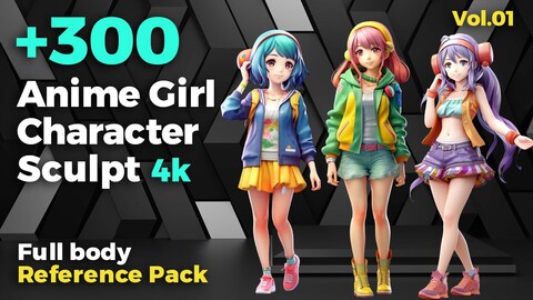 +300 Anime Girl Character Sculpt 4k