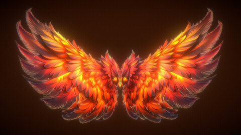 Animated Phoenix Wings Low-poly 3D model