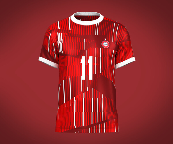 ArtStation - Soccer Football Red and Black color Jersey Player-11