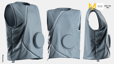 Streetwear Vest #014 - Clo 3D / Marvelous Designer + OBJ / DIGITAL FASHION / HYPEBEAST / FUTURE FASHION