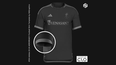 Adidas 23-24 AEROREADY Football Shirt Template for CLO 3D & Marvelous Designer