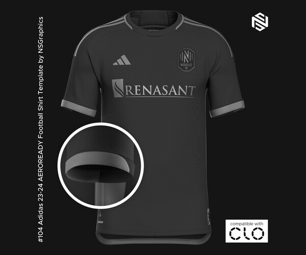 Adidas 23-24 AEROREADY Football Shirt Template for CLO 3D 3D model