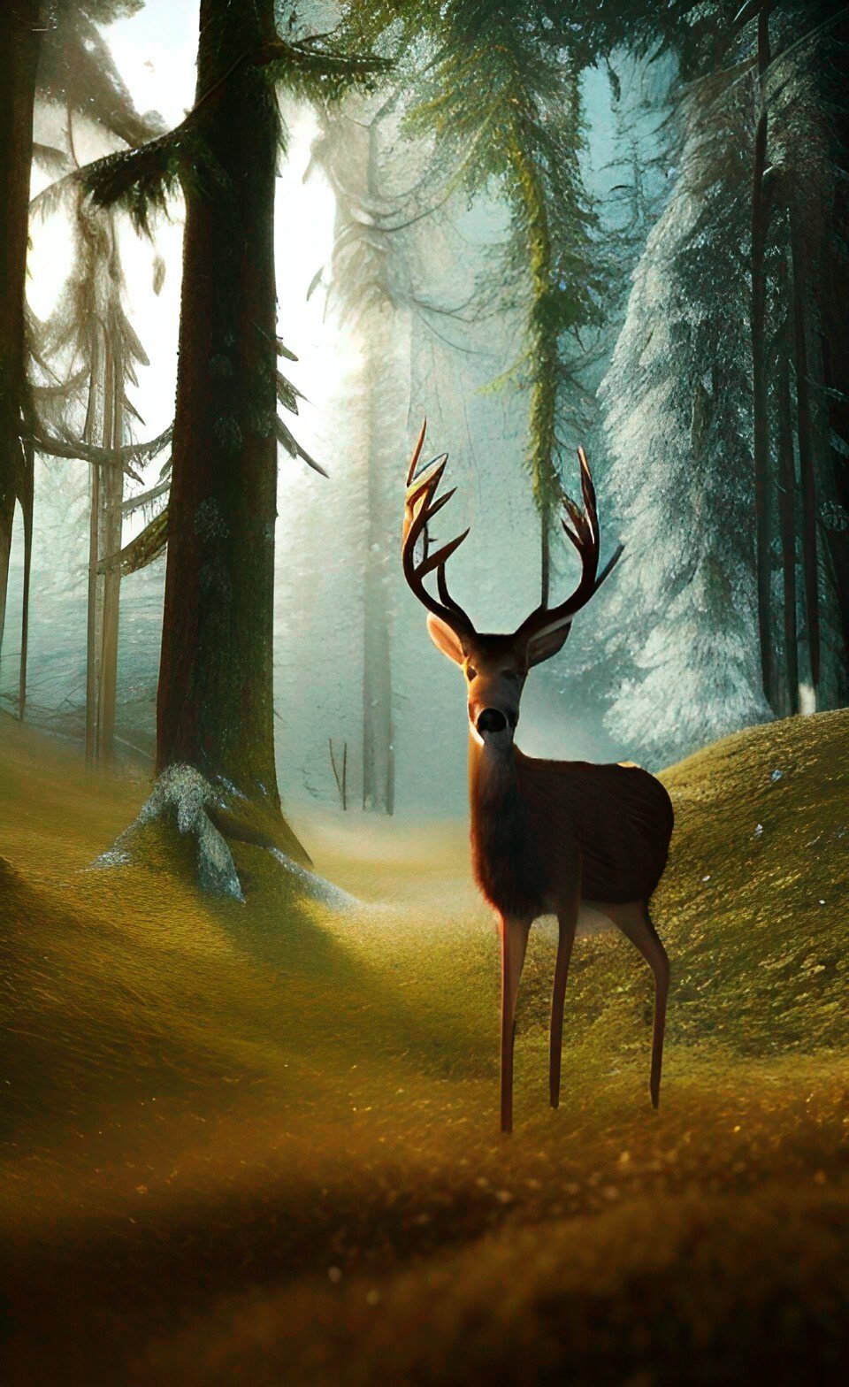 ArtStation - deer in leaf and forest autom fairy snow background 9780 ...