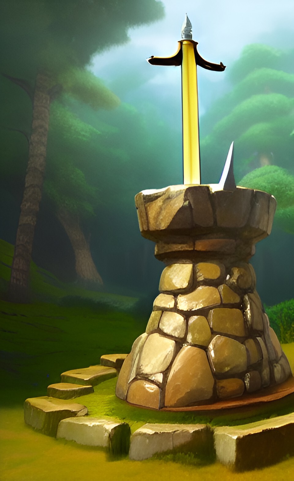 ArtStation - sword stylized excalibur or arthur legends on the stone ...