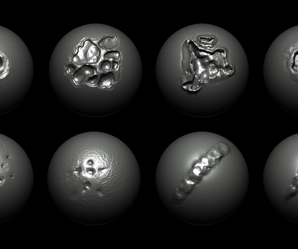 ArtStation Zbrush + Blender 40 Metal Damage Brushes Brushes