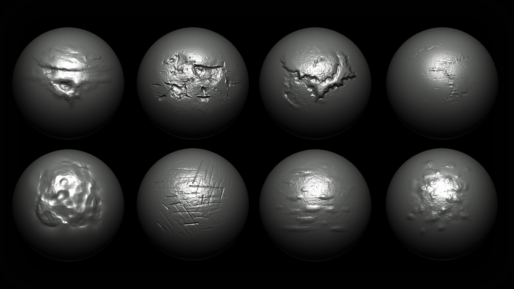 ArtStation Zbrush + Blender 40 Metal Damage Brushes Brushes