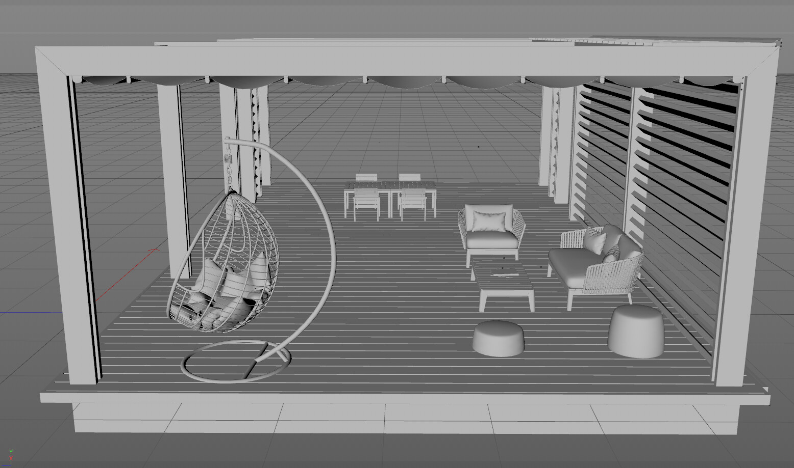 ArtStation Simple living room frame, sofa, dining table, hanging