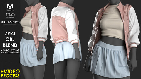 Girl's Outfit 3 - Marvelous / CLO Project file +Video Process