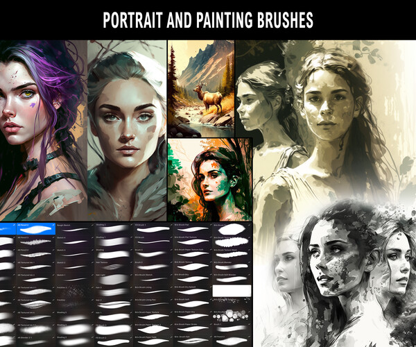 260 Procreate Brushes Character Drawing Kit, Color Palettes, Stamp