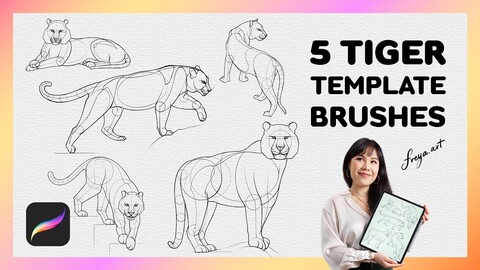 Procreate Tiger Stamp | 5 Template Procreate Brushes