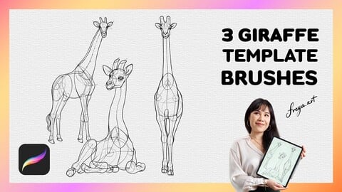 Procreate Giraffe Stamp | 3 Giraffe Procreate Brushes