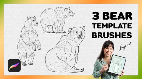 Procreate Bear Stamp | 3 Template Procreate Brushes