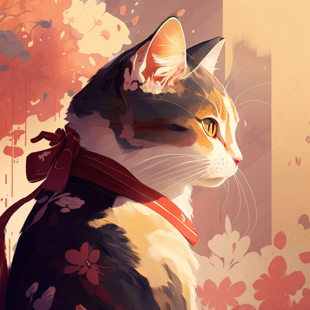 Abstract Canvas Painting Fantasy Japanese Anime Cute Cat - Temu