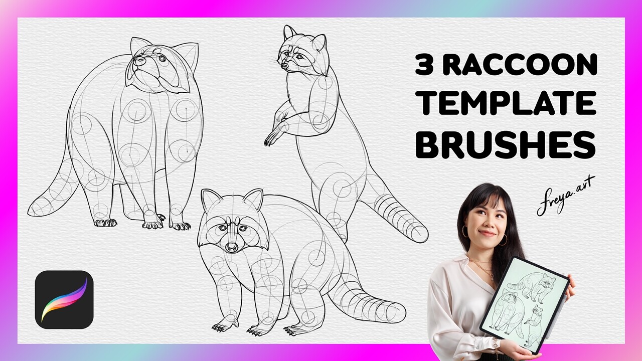 ArtStation Procreate Raccoon Stamp 3 Template Procreate Brushes