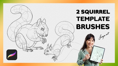 Procreate Squirrel Stamp | 2 Template Procreate Brushes