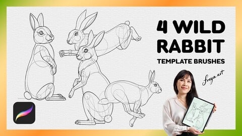 Procreate Wild Rabbit Stamp | 4 Template Procreate Brushes