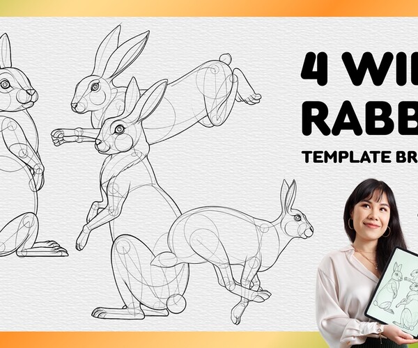 ArtStation - Procreate Wild Rabbit Stamp | 4 Template Procreate Brushes ...