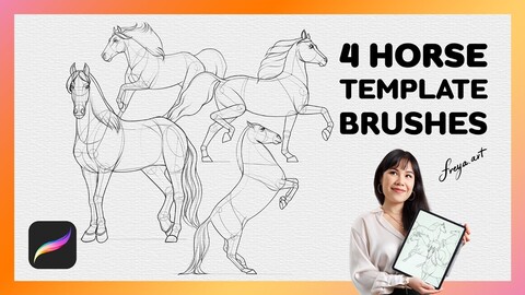 Procreate Horse Stamp | 4 Template Procreate Brushes