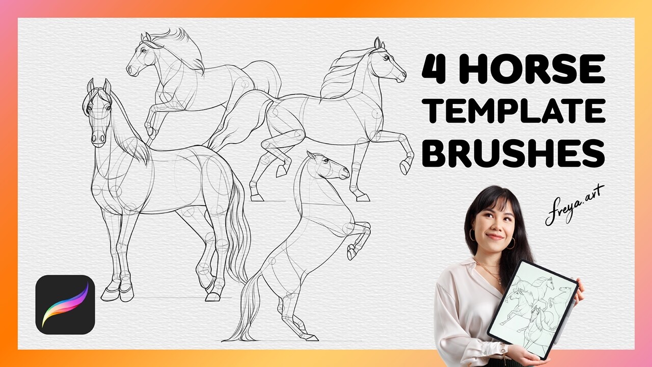 ArtStation Procreate Horse Stamp 4 Template Procreate Brushes Brushes