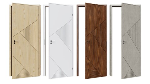 Internal Door (2040x820mm) - Modern With Panel Design (Archviz Asset)