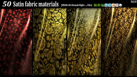 50 Satin Smart Materials ( SBSAR + Textures ) Vol.1
