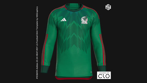 Adidas 23-24 HEAT.RDY LS Football Shirt Template for CLO 3D & Marvelous Designer