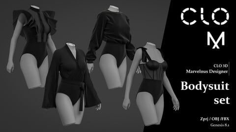 Bodysuit set / Marvelous Designer/Clo3D project file + OBJ