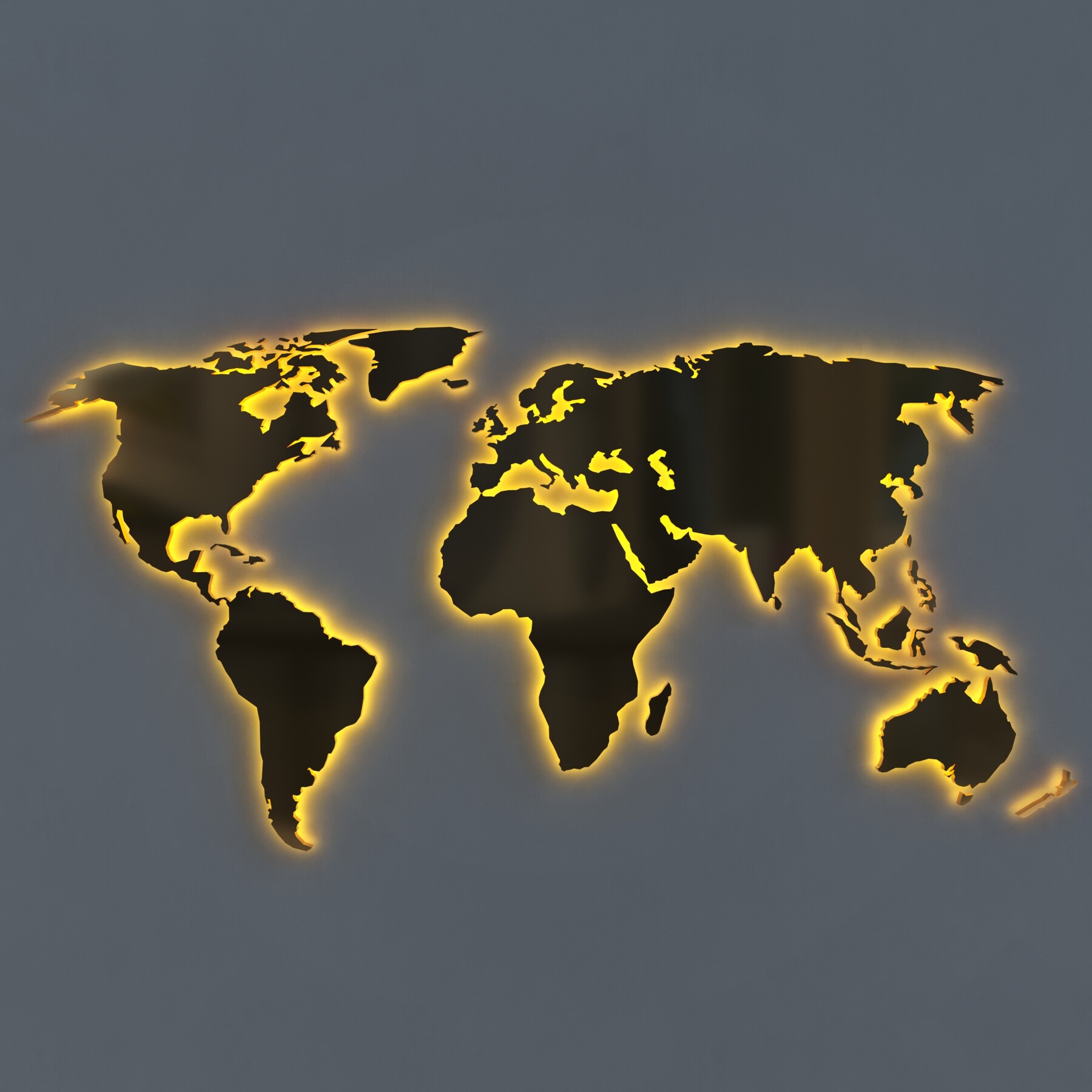 ArtStation 3D model of world map wall decoration with light Resources