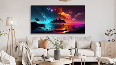 Wall Art Ocean, Home Decor Art, Ocean Abstract Art, Painting Colorful Ocean, Decor Sunset Art, Abstract Art Colorful Ocean