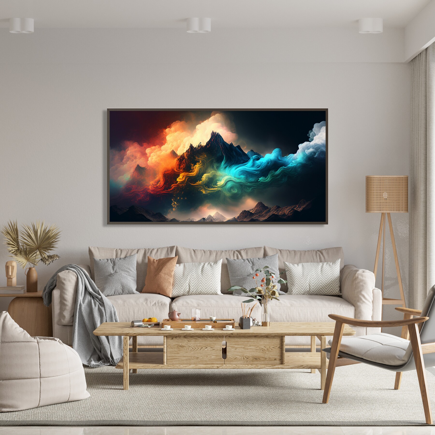 ArtStation Wall Art Mountain, Home Decor Art, Misty Mountain Abstract
