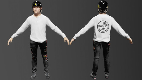 Male BMX Casual Skateboarding Outfit Shoes Jeans Pants Jacket
