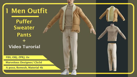 1 set of 3 garments for men with marvelous/ Clo3d + Video tutorial
