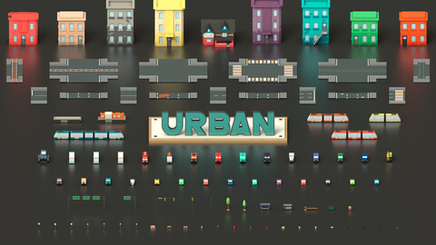 Free Big Low Poly Simple Urban City 3D Asset Pack