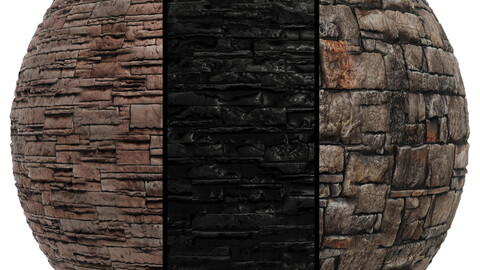 FB607 Exterior Stone Cladding facade | 3MAT | PBR | Seamless