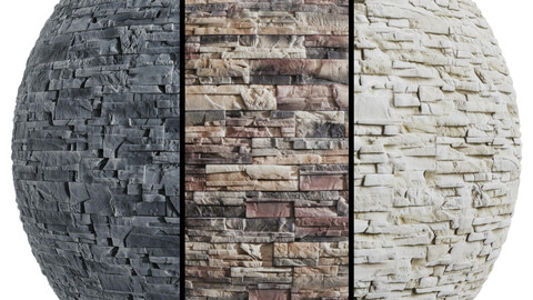 FB606 Exterior Stone Cladding facade | 3MAT | PBR | Seamless