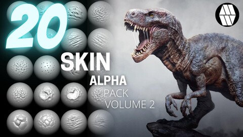 20 Skin Alpha PACK: Volume 2 - Custom made Skin Alphas to use in ZBrush