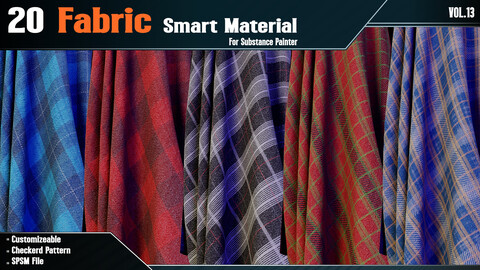 20 Checkerd Fabric Smart Material - VOL 13 (spsm file + 2 FREE Sample)