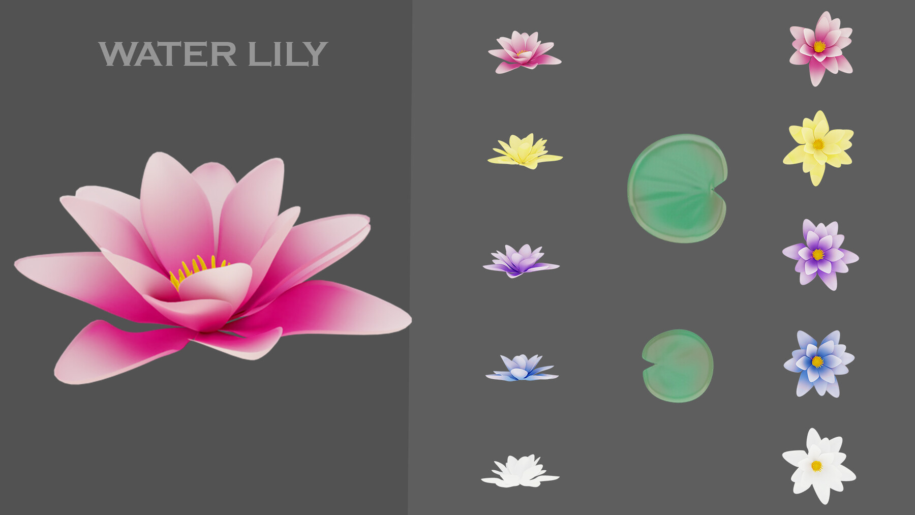 ArtStation - 11 types of Garden flowers in 4 colors-Game Ready | Game ...