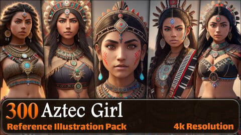 300 Realistic Aztec Girl Reference Pack | 4K | v.6