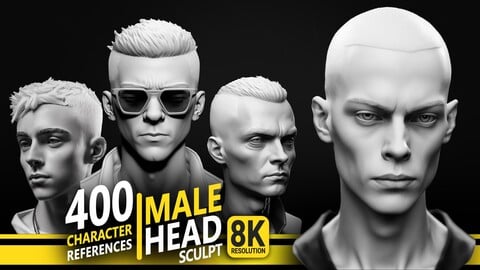 400 Male Head Sculpt - VOL 02 - Character References | 8K Res