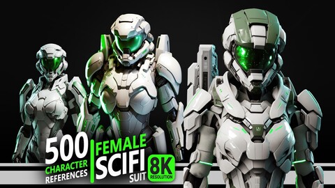 500 Female Scifi Suit - Character References | 8K Resolution