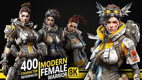 400 Modern Female Warrior - Character References | 8K Resolution