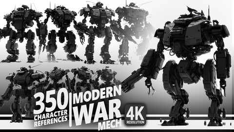 350 Modern War Mech - Character References | 4K Resolution