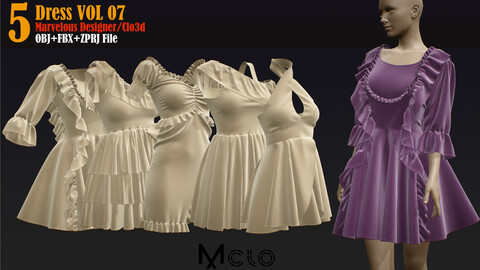5 Dress_VOL07 (Marvelous/CLO +ZPRJ +OBJ+FBX)