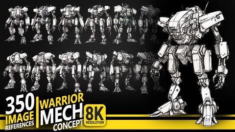 350 Warrioir Mech Concept - Character References | 8K Resolution