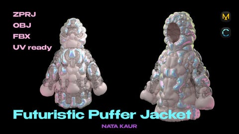 Futuristic Puffer Jacket/ Clo 3d/ Marvelous Designer+OBJ File + FBX File/ Digital Fashion /Streetwear