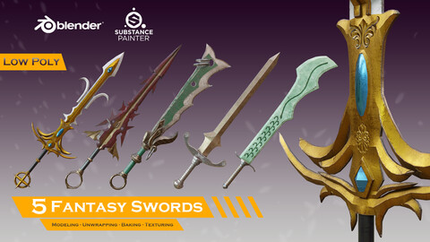 5 Fantasy Swords (Game Ready)